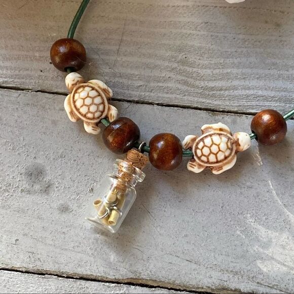 Message in a bottle Handmade Leather Cord Necklace - Picture 2 of 4